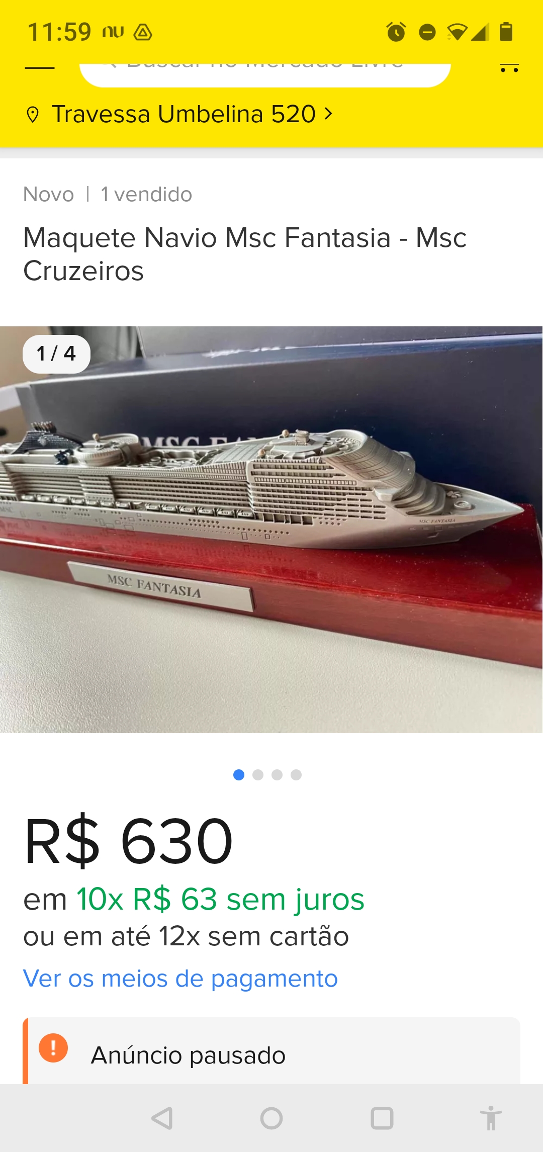 Miniatura do navio MSC Fantasia 